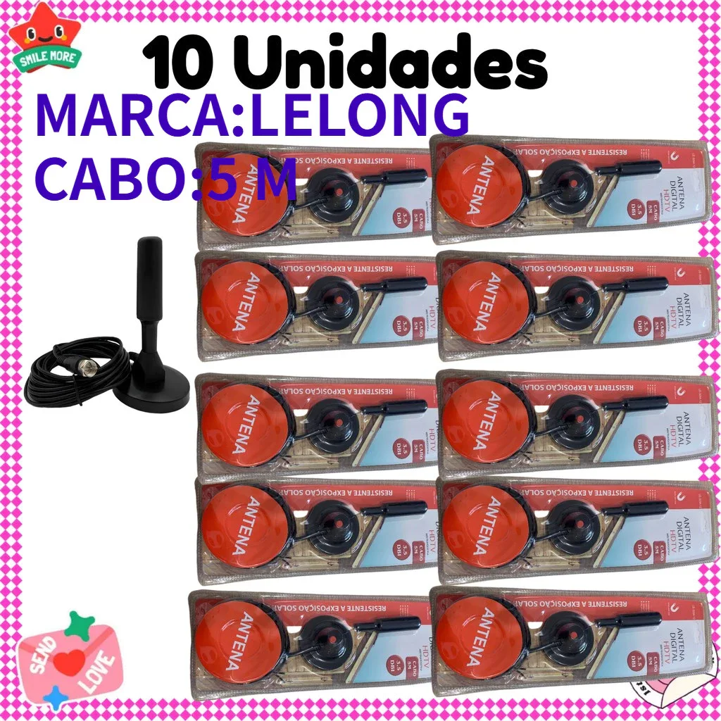 Kit 10 Antenas Internas , Cabo 5 Metros